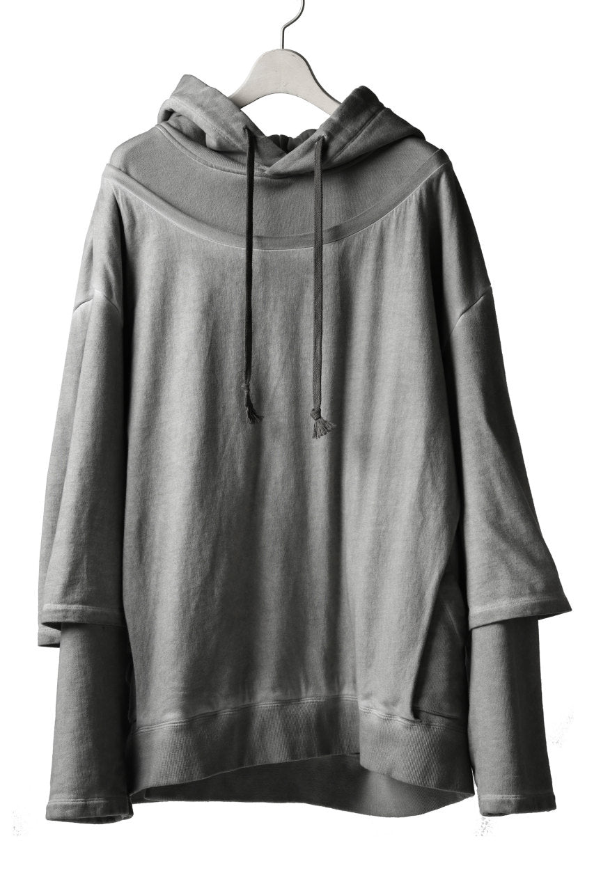 画像をギャラリービューアに読み込む, A.F ARTEFACT "BEHIND"DYEING LAYERED TEE HOODIE (GREY)