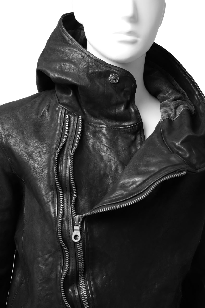 画像をギャラリービューアに読み込む, ISAMU KATAYAMA BACKLASH HOODED ZIPPER JACKET / ITALY-SHOULDER OBJECT DYED (BLACK)
