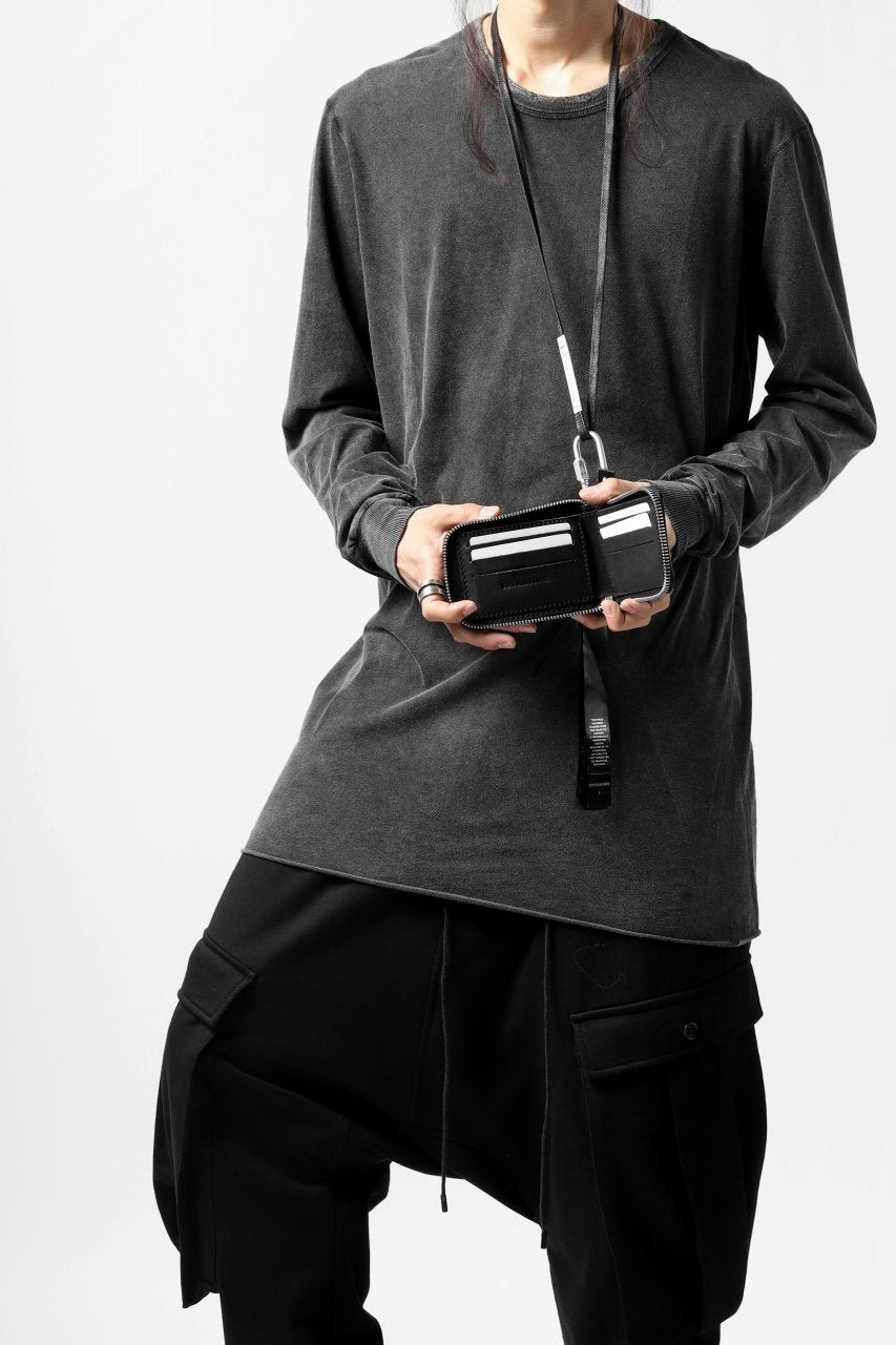 画像をギャラリービューアに読み込む, BORIS BIDJAN SABERI LEATHER WALLET with NECK STRAP / VEG TAN HORSE SKIN "WALLET2-F251" (BLACK)