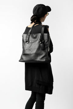 画像をギャラリービューアに読み込む, discord Yohji Yamamoto DEER SHRINK SKIN SIDE ZIPPED TOTE BAG (BLACK)