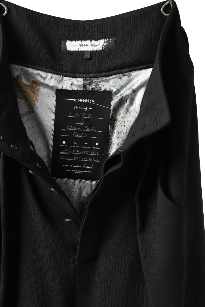 画像をギャラリービューアに読み込む, SOSNOVSKA exclusive CLOWN STYLE PANTS / WOOL STRETCH (BLACK)