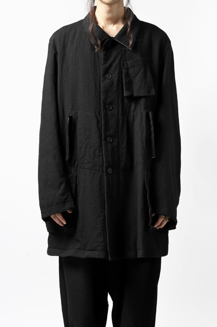 画像をギャラリービューアに読み込む, KLASICA KISTE-TWEED SHORT COAT / OFF TWEED WOOL (BLACK)