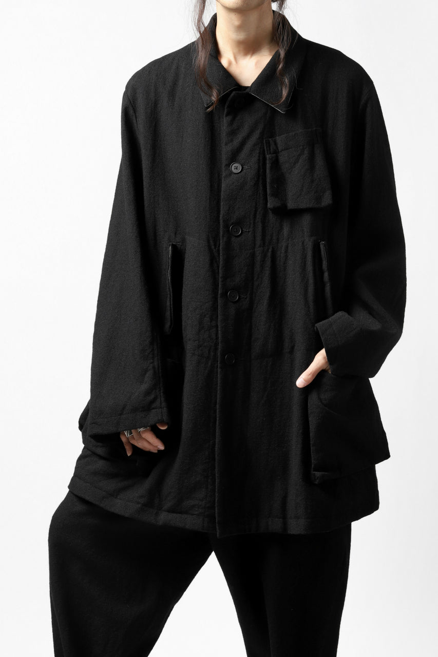 画像をギャラリービューアに読み込む, KLASICA KISTE-TWEED SHORT COAT / OFF TWEED WOOL (BLACK)