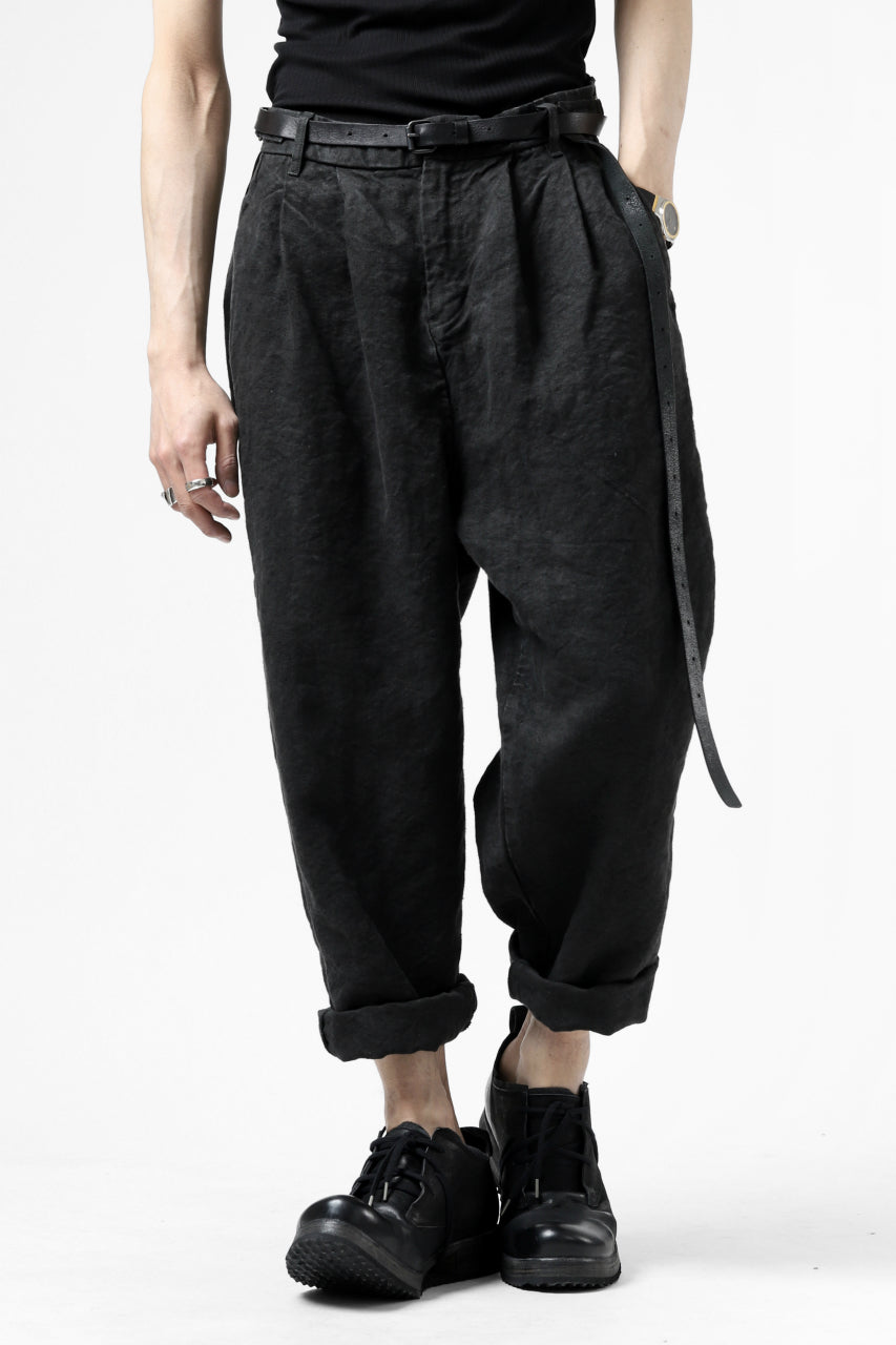 画像をギャラリービューアに読み込む, ISAMU KATAYAMA BACKLASH TAPERED TROUSERS / GARMENT NATURAL DYED LINEN CANVAS (SUMI)