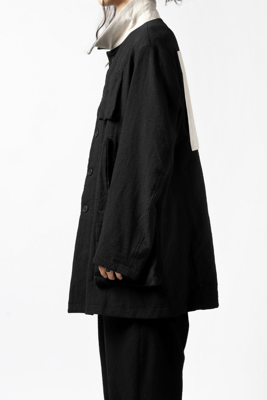 画像をギャラリービューアに読み込む, KLASICA KISTE-TWEED SHORT COAT / OFF TWEED WOOL (BLACK)