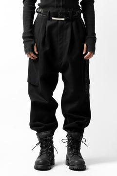画像をギャラリービューアに読み込む, ISAMU KATAYAMA BACKLASH LOW CROTCH CARGO PANTS / CASHMERE WOOL MELTON (BLACK)