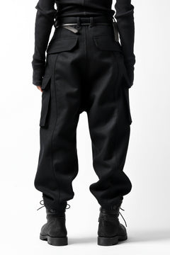 画像をギャラリービューアに読み込む, ISAMU KATAYAMA BACKLASH LOW CROTCH CARGO PANTS / CASHMERE WOOL MELTON (BLACK)