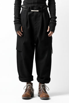 画像をギャラリービューアに読み込む, ISAMU KATAYAMA BACKLASH LOW CROTCH CARGO PANTS / CASHMERE WOOL MELTON (BLACK)