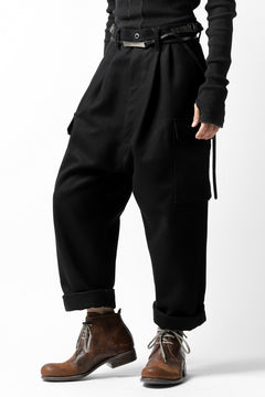 画像をギャラリービューアに読み込む, ISAMU KATAYAMA BACKLASH LOW CROTCH CARGO PANTS / CASHMERE WOOL MELTON (BLACK)
