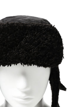 画像をギャラリービューアに読み込む, masnada REVERSIBLE TRAPPER HAT / REPURPOSED LINEN FUR AND RIPSTOP (BLACK)