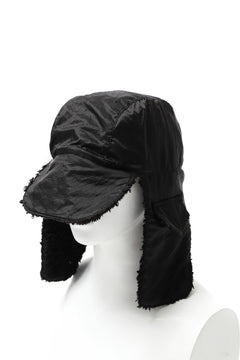 画像をギャラリービューアに読み込む, masnada REVERSIBLE TRAPPER HAT / REPURPOSED LINEN FUR AND RIPSTOP (BLACK)