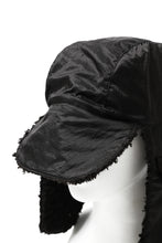 画像をギャラリービューアに読み込む, masnada REVERSIBLE TRAPPER HAT / REPURPOSED LINEN FUR AND RIPSTOP (BLACK)