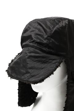 画像をギャラリービューアに読み込む, masnada REVERSIBLE TRAPPER HAT / REPURPOSED LINEN FUR AND RIPSTOP (BLACK)