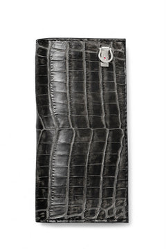 Load image into Gallery viewer, ISAMU KATAYAMA BACKLASH CROCODILE LONG WALLET / (SUMI DYED GREY)