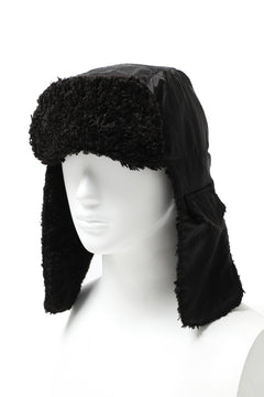 画像をギャラリービューアに読み込む, masnada REVERSIBLE TRAPPER HAT / REPURPOSED LINEN FUR AND RIPSTOP (BLACK)