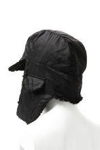 画像をギャラリービューアに読み込む, masnada REVERSIBLE TRAPPER HAT / REPURPOSED LINEN FUR AND RIPSTOP (BLACK)