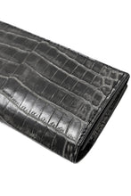Load image into Gallery viewer, ISAMU KATAYAMA BACKLASH CROCODILE LONG WALLET / (SUMI DYED GREY)