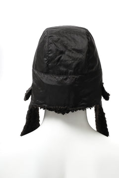 画像をギャラリービューアに読み込む, masnada REVERSIBLE TRAPPER HAT / REPURPOSED LINEN FUR AND RIPSTOP (BLACK)