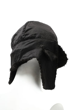 画像をギャラリービューアに読み込む, masnada REVERSIBLE TRAPPER HAT / REPURPOSED LINEN FUR AND RIPSTOP (BLACK)