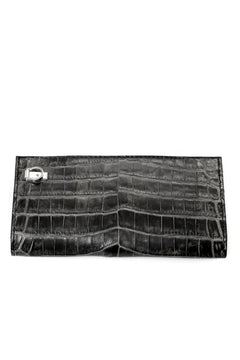 Load image into Gallery viewer, ISAMU KATAYAMA BACKLASH CROCODILE LONG WALLET / (SUMI DYED GREY)