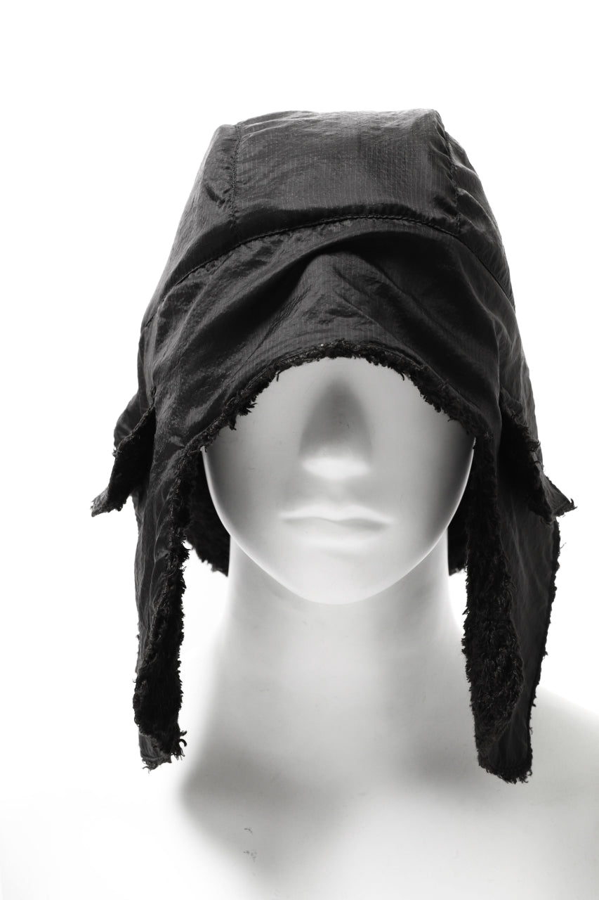 画像をギャラリービューアに読み込む, masnada REVERSIBLE TRAPPER HAT / REPURPOSED LINEN FUR AND RIPSTOP (BLACK)