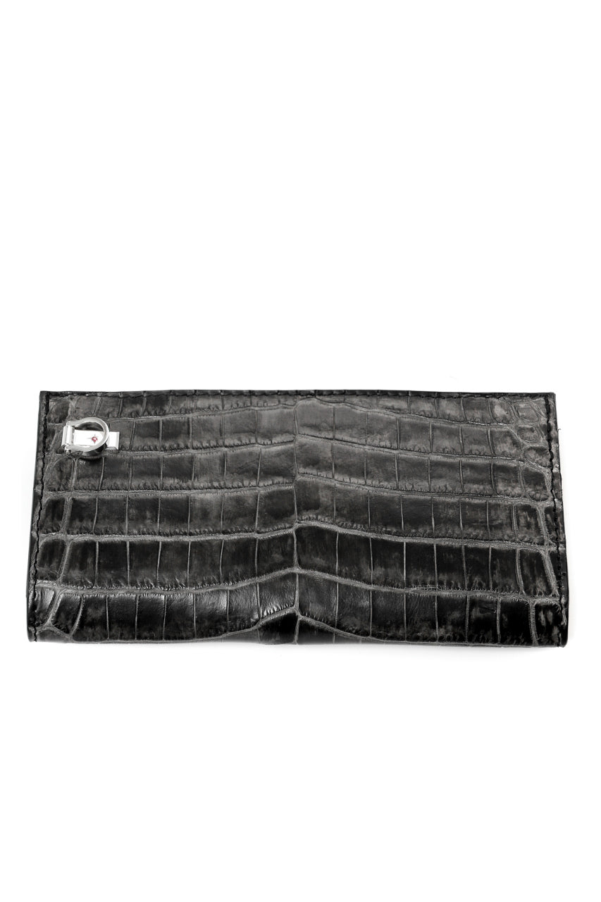 Load image into Gallery viewer, ISAMU KATAYAMA BACKLASH CROCODILE LONG WALLET / (SUMI DYED GREY)