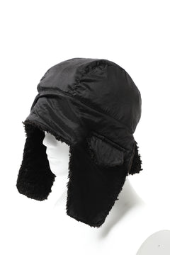 画像をギャラリービューアに読み込む, masnada REVERSIBLE TRAPPER HAT / REPURPOSED LINEN FUR AND RIPSTOP (BLACK)