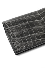Load image into Gallery viewer, ISAMU KATAYAMA BACKLASH CROCODILE LONG WALLET / (SUMI DYED GREY)