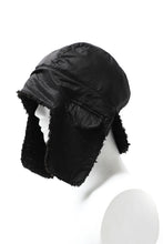 画像をギャラリービューアに読み込む, masnada REVERSIBLE TRAPPER HAT / REPURPOSED LINEN FUR AND RIPSTOP (BLACK)