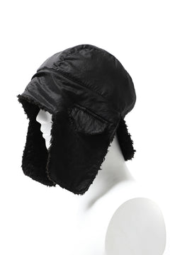 画像をギャラリービューアに読み込む, masnada REVERSIBLE TRAPPER HAT / REPURPOSED LINEN FUR AND RIPSTOP (BLACK)