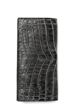 Load image into Gallery viewer, ISAMU KATAYAMA BACKLASH CROCODILE LONG WALLET / (SUMI DYED GREY)
