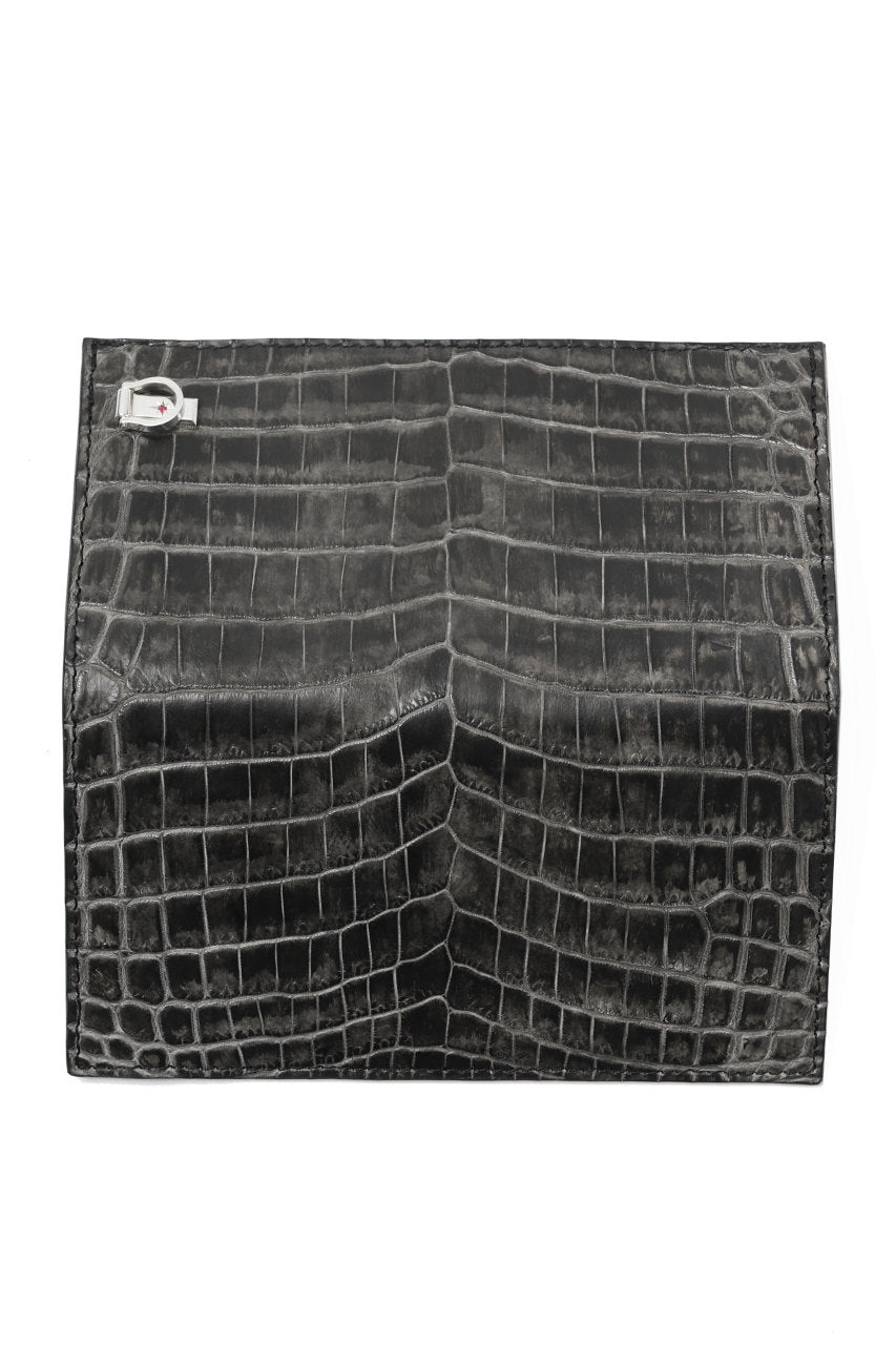 Load image into Gallery viewer, ISAMU KATAYAMA BACKLASH CROCODILE LONG WALLET / (SUMI DYED GREY)