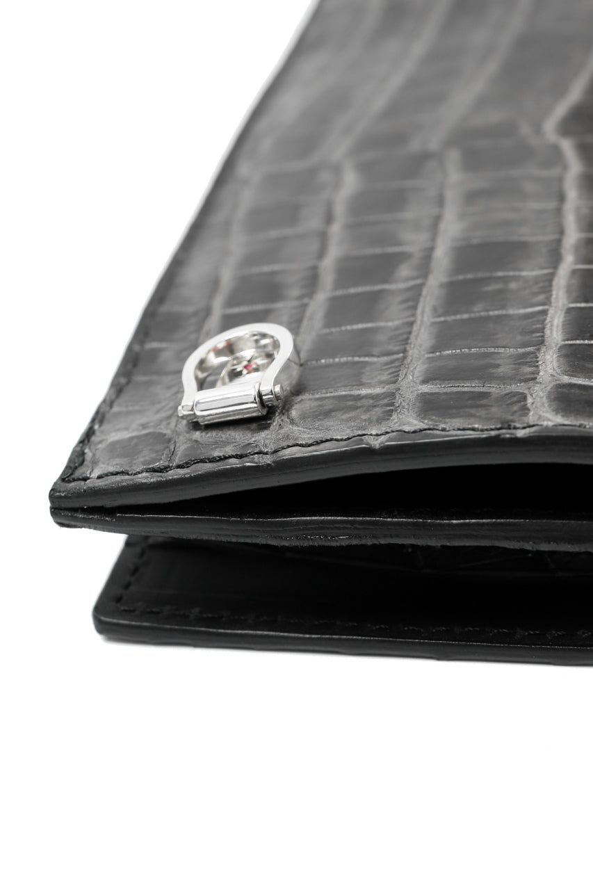 Load image into Gallery viewer, ISAMU KATAYAMA BACKLASH CROCODILE LONG WALLET / (SUMI DYED GREY)