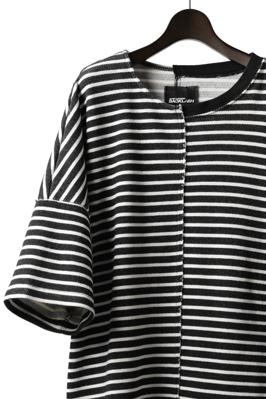 Load image into Gallery viewer, ISAMU KATAYAMA BACKLASH OVERSIZED SWITCHING TOPS / COTTON HONEYCOMB (BORDER)