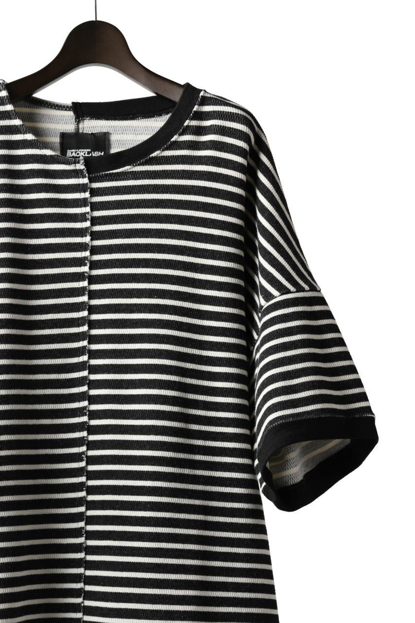 Load image into Gallery viewer, ISAMU KATAYAMA BACKLASH OVERSIZED SWITCHING TOPS / COTTON HONEYCOMB (BORDER)