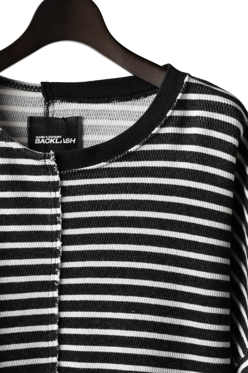 Load image into Gallery viewer, ISAMU KATAYAMA BACKLASH OVERSIZED SWITCHING TOPS / COTTON HONEYCOMB (BORDER)