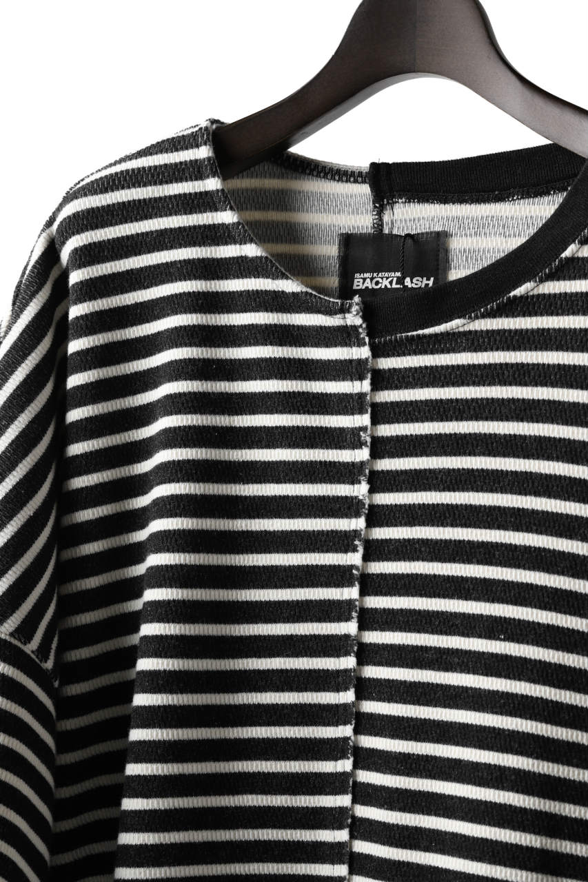 Load image into Gallery viewer, ISAMU KATAYAMA BACKLASH OVERSIZED SWITCHING TOPS / COTTON HONEYCOMB (BORDER)