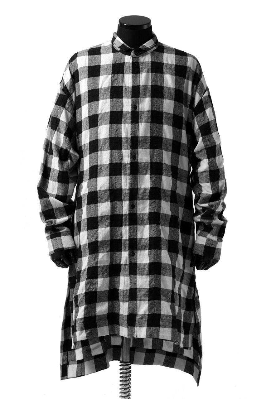 画像をギャラリービューアに読み込む, A.F ARTEFACT "cell" LONG GOWN CHECK SHIRT (BLACK x WHITE)