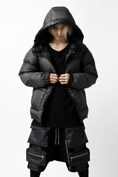 Load image into Gallery viewer, ISAMU KATAYAMA BACKLASH xx NANGA REVERSIBLE AURORA DOWN JACKET / KANGAROO + NYLON x POLISH WHITE GOOSE (BLACK x GREY)