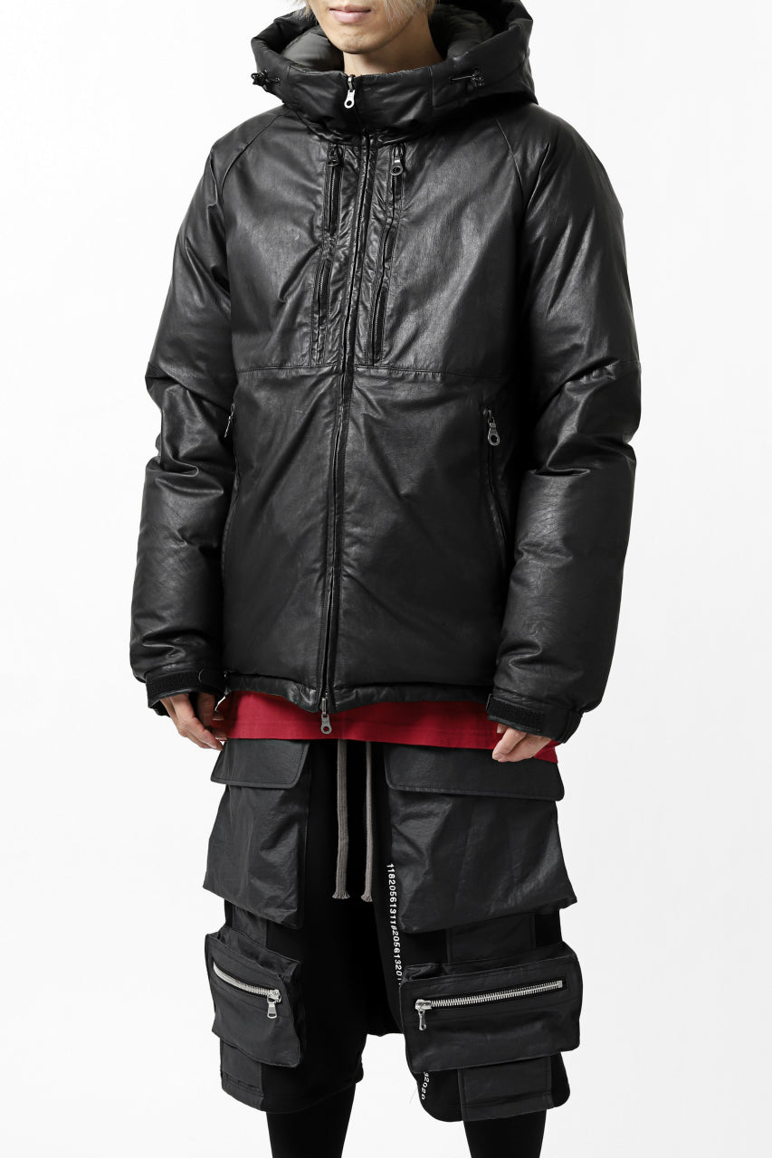 Load image into Gallery viewer, ISAMU KATAYAMA BACKLASH xx NANGA REVERSIBLE AURORA DOWN JACKET / KANGAROO + NYLON x POLISH WHITE GOOSE (BLACK x GREY)