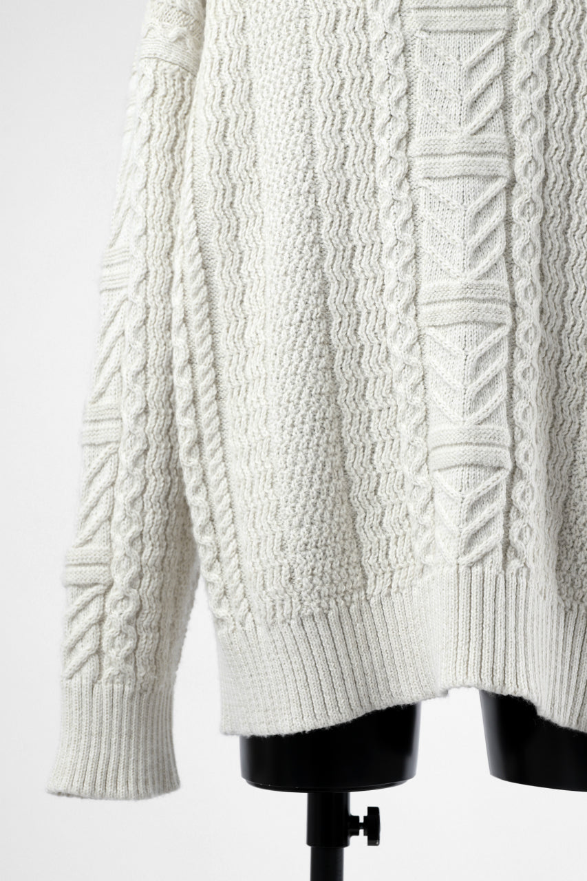 画像をギャラリービューアに読み込む, D-VEC WarmdArt® HIGH-NECKED FISHERMANS KNIT (SHELL WHITE)