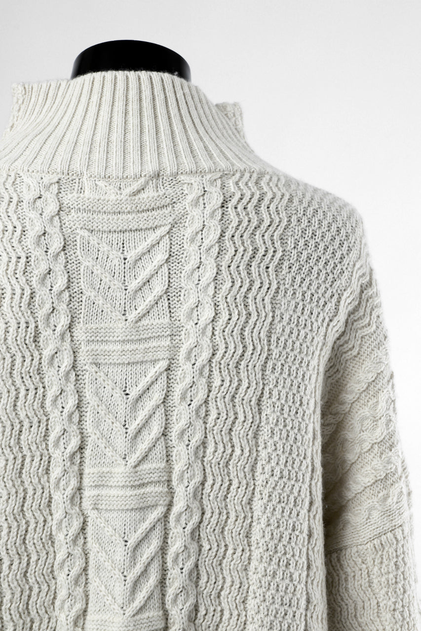 画像をギャラリービューアに読み込む, D-VEC WarmdArt® HIGH-NECKED FISHERMANS KNIT (SHELL WHITE)