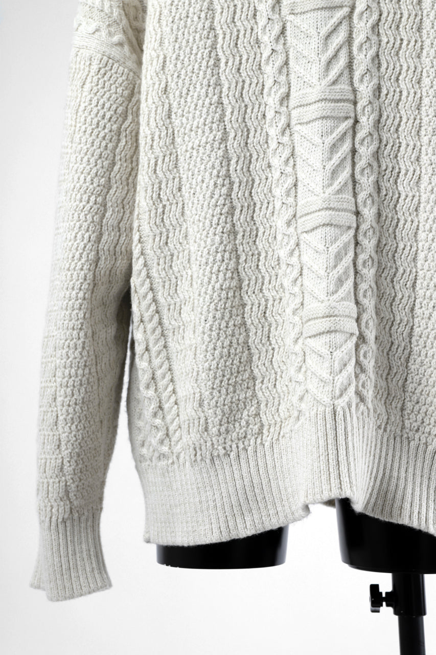 画像をギャラリービューアに読み込む, D-VEC WarmdArt® HIGH-NECKED FISHERMANS KNIT (SHELL WHITE)