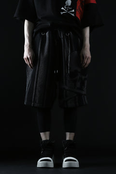 画像をギャラリービューアに読み込む, mastermind JAPAN STRIPED SHORT PANTS / PILE JERSEY (BLACK x GREY)
