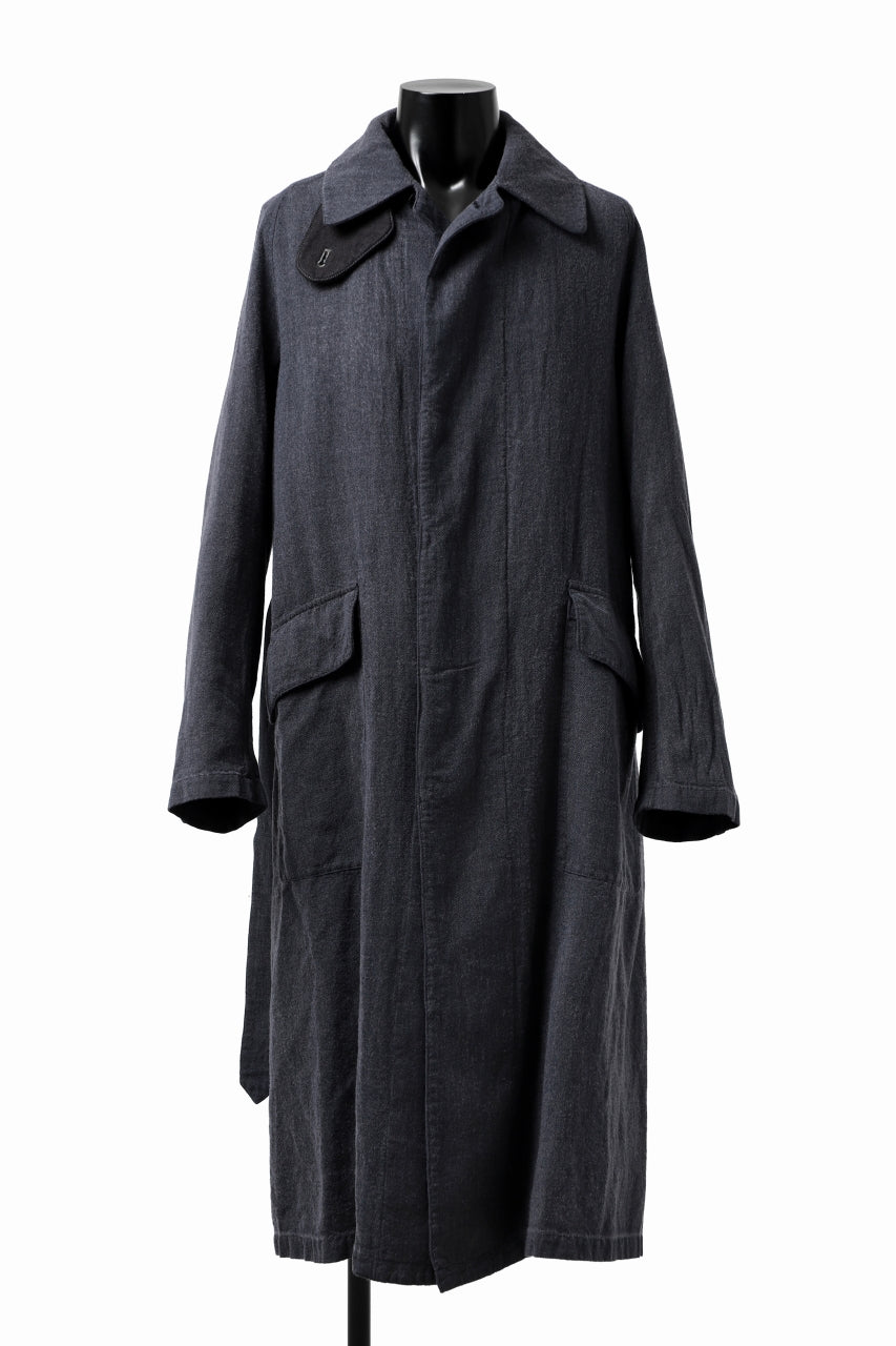 Load image into Gallery viewer, ISAMU KATAYAMA BACKLASH OVER COAT / GARMENT NATURAL DYED WOVEN + ELECTRIC HEATING LINER (INDIGO)