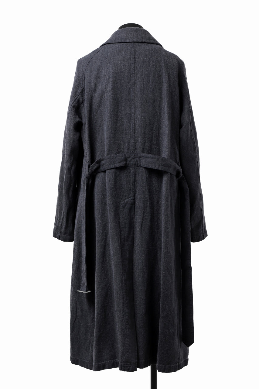 Load image into Gallery viewer, ISAMU KATAYAMA BACKLASH OVER COAT / GARMENT NATURAL DYED WOVEN + ELECTRIC HEATING LINER (INDIGO)