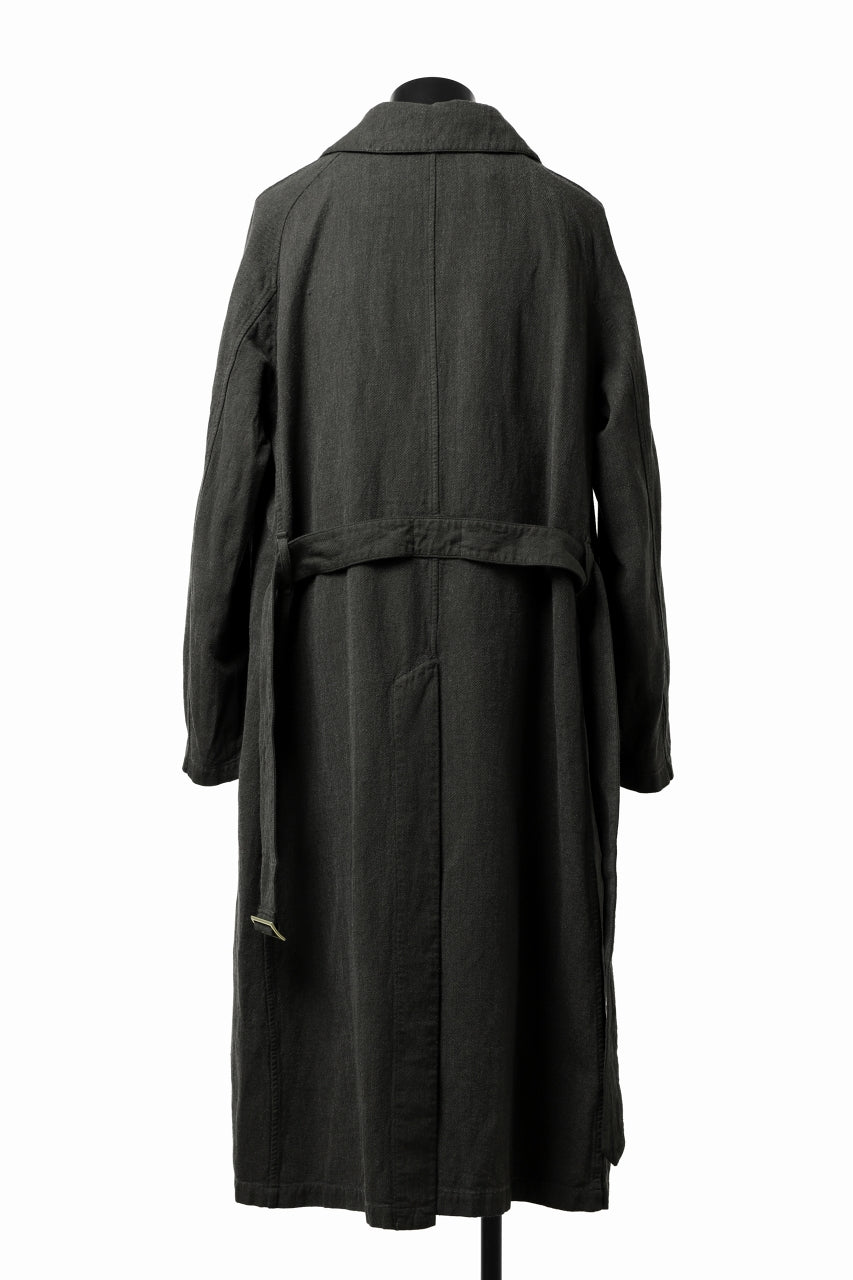 Load image into Gallery viewer, ISAMU KATAYAMA BACKLASH OVER COAT / GARMENT NATURAL DYED WOVEN + ELECTRIC HEATING LINER (LEAF)