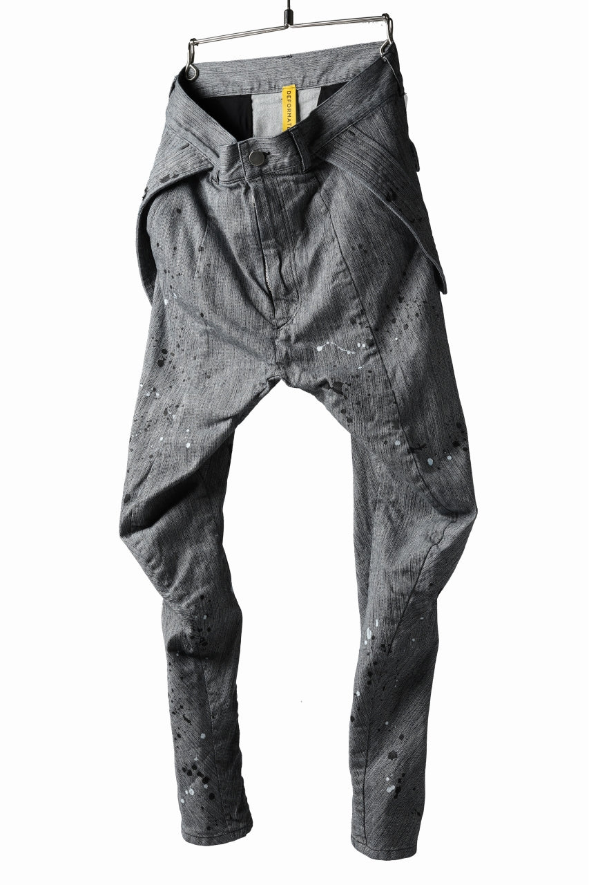 画像をギャラリービューアに読み込む, DEFORMATER.® "SPLASH" SLIM FIT JEANS WITH FLAP DETAIL / VERTICAL DENIM (ASPHALT)