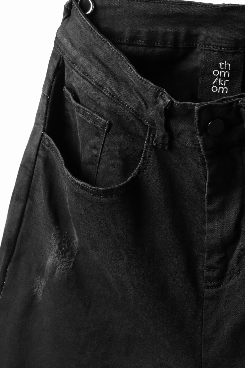 画像をギャラリービューアに読み込む, thomkrom OVER LOCK SLIM CROPPED PANTS / DAMAGE STRETCH DENIM (BLACK)