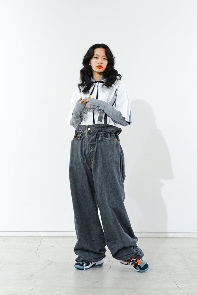 画像をギャラリービューアに読み込む, FACETASM SUPER BIG DENIM PANTS (BLACK)